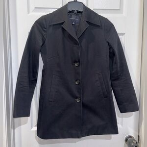 Womens Banana Republic Cotton Twill Black Modern Coat Jacket SZ XS​​